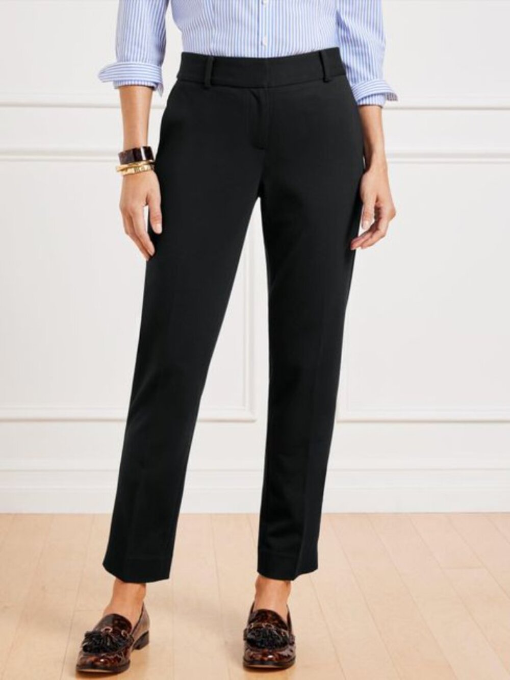 Talbots Hampshire Ankle Pant 6 Regular Black Straight Leg Work Trouser